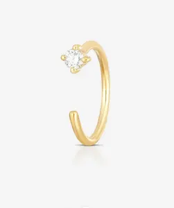 2024 New Design The Cool-Girl Earring Classic Diamond Hoops Earrings 14K Solid Gold Huggie Earrings
