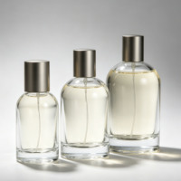 Flacon de parfum vide en verre épais de 50 ml avec base robuste et capuchon métallique, atomiseur pulvérisateur, logo personnalisé pour marque, parfum, cosmétique, vente en gros