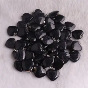 Liontin hati batu permata alami terlaris Obsidian kristal giok kuarsa mawar untuk dekorasi pernikahan dan hadiah
