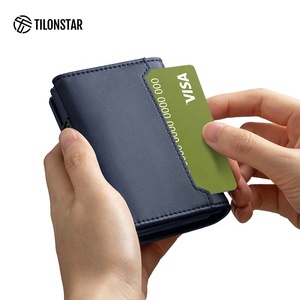 Portefeuille RFID pour cartes de crédit, en cuir et aluminium, minimaliste, pour hommes, <span class=keywords><strong>porte</strong></span>-cartes de visite <span class=keywords><strong>Airtag</strong></span> - Product Image 4