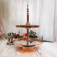 Support à dessert en acrylique et métal doré à 2 ou 3 niveaux, miroir, pour centre de table de mariage, buffet de fête, présentation de gâteaux