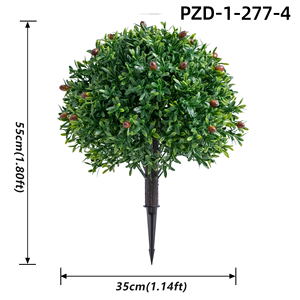 En gros, Arbre topiaire artificiel en plastique en forme de <span class=keywords><strong>boule</strong></span>, avec baies rouges et tronc vert, à piquet de sol, pour aménagement extérieur, jardin, paysage, mariage, Noël - Product Image 6
