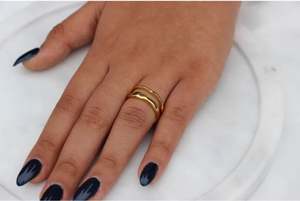 Anneaux pour femmes en acier inoxydable plaqué or 18 carats PVD, minimalistes, empilables, résistants à l'eau, sans ternissement, bijoux tendance - Product Image 5