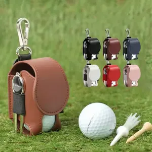 Tas bola Golf kulit PU, tas penyimpanan bola Golf Mini menggantung di pinggang, tas bola Golf dengan gesper logam
