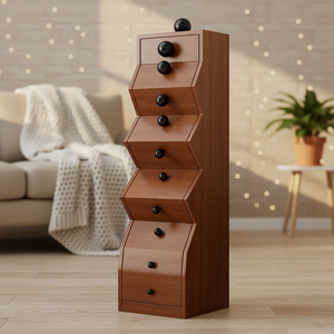 French Vintage Solid Wood Irregular Five-<strong>Drawer</strong> <strong>Chest</strong> for Entryway; Vintage Living Room Wall-Mounted Storage Cabinet - Product Image 6