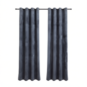Cortinas Opacas de Terciopelo Antracita de 54x63 Pulgadas con Ojales, Cortinas Modernas para Sala de Estar, Bloqueo Total de Luz - Product Image 1