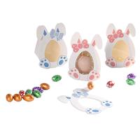 Lot de 10 boîtes en carton transparentes faites à la main avec fenêtre, motif lapin, pour emballage cadeau de chocolats, décoration de paquet d'œufs pour la fête de Pâques