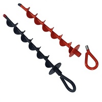 Vente directe usine – Ancrage de sol en spirale en acier moderne, noir/orange, revêtement par pulvérisation, 36 cm, portable, durable, réutilisable, pour la fixation de tentes pour animaux