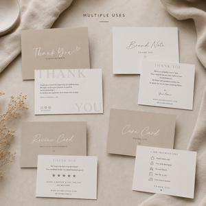 Cartes de Remerciement Personnalisées Tons Neutres DIY – Design Simple et Élégant pour l'Appréciation des Commandes et la Promotion de la Marque - Product Image 5