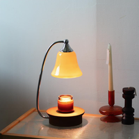 Lampe à Cire Chauffante Style Américain Caramel, Diffuseur d'Arômes Ambiance, en Bois Massif, Sans Flamme, Sans Fumée, pour Anniversaire et Chambre à Coucher