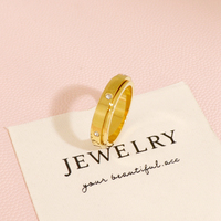 Bague Tournante en Acier Inoxydable Plaqué Or 18K avec Bande Centrale Mobile en Zircon Cubique, Unisexe, Minimaliste, Luxe, Vente en Gros