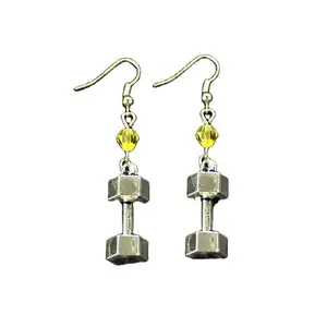 Wholesale Fitness Earrings Fashion Vintage Antique Plated Zinc Alloy Dumbbell Statement Earrings