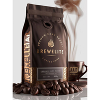Sacs à café personnalisés avec valve et fermeture à glissière supérieure Sacs en mylar noir mat Sac d'emballage pour café à fond plat en feuille d'aluminium de qualité alimentaire