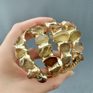 Ls-b5247 phong cách cổ điển tốt đá Vòng đeo tay & Bangles Citrine Vàng Bangle phổ biến mở Cuff sang trọng Bangle phụ nữ cô gái - Product Image 4