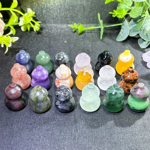 Mini Size Carving Product Crystal Crafts Natural Stone Polishing Small Mixed Material Gourds For Gift Decoration