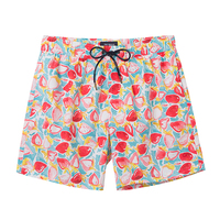 Maillot de bain à rayures Oem imprimé à la demande été fleurs et feuilles colorées Designer vêtements de plage short de bain pour hommes maillot de bain court