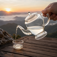 Carafe à café en verre borosilicate transparent de 400 ml avec bec verseur éléphant unique, bouilloire à thé résistante à la chaleur avec base