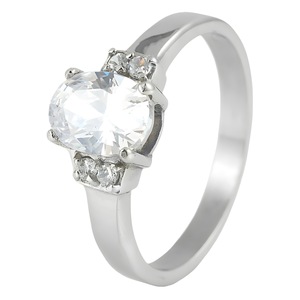 yunnique Stainless Steel Wedding <b>Ring</b> Silver <b>Titanium</b> Steel Claw Setting Engagement <b>Ring</b> Unisex Jewelry - Product Image 5