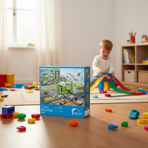 MLCanba City Airport Track Set With 4 Cars 1 Plane 8 Signs Push Operated Toy For Kids Age 5 7 Years - Product Image 2