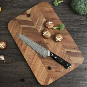Acacia <b>Wood</b> Two Tone Spliced Cutting Board With Handle Rectangle Shape For Kitchen Use Home Vegetable Cheese <b>Slicing</b> - Product Image 2