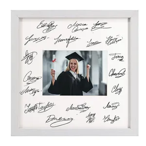 12x12 Cadre Signature de Graduation blanc écologique avec ouverture 5x7 photos de graduation 100% bois recyclé