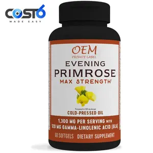 Evening Primrose Oil Capsules with a Private Label Women's Health & Skin Health Evening Primrose Supplement Cold Pressed Oil