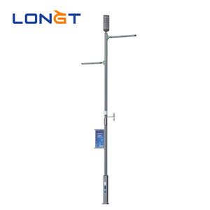 Lampadaire LED intelligent gris avec chargeur CCTV, solutions d'éclairage solaire multifonctionnelles, conception AutoCAD, certification ROHS - Product Image 1
