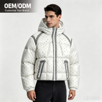 Veste matelassée épaisse pour homme, 100% polyester, imprimé lettres, à capuche, coupe ample, coupe-vent, manteau d'hiver