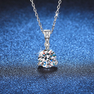 Simple Classic S925 Sterling Silver Necklace for Female Mosan Diamond With 1 <strong>Karat</strong> D Moissanite Three Claw <strong>Gift</strong> for Temperament - Product Image 3