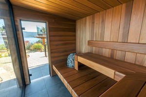Cabine de sauna électrique extérieure en bois naturel avec verre réfléchissant sur toute la surface pour appartement, <span class=keywords><strong>spa</strong></span> en milieu forestier - Product Image 3