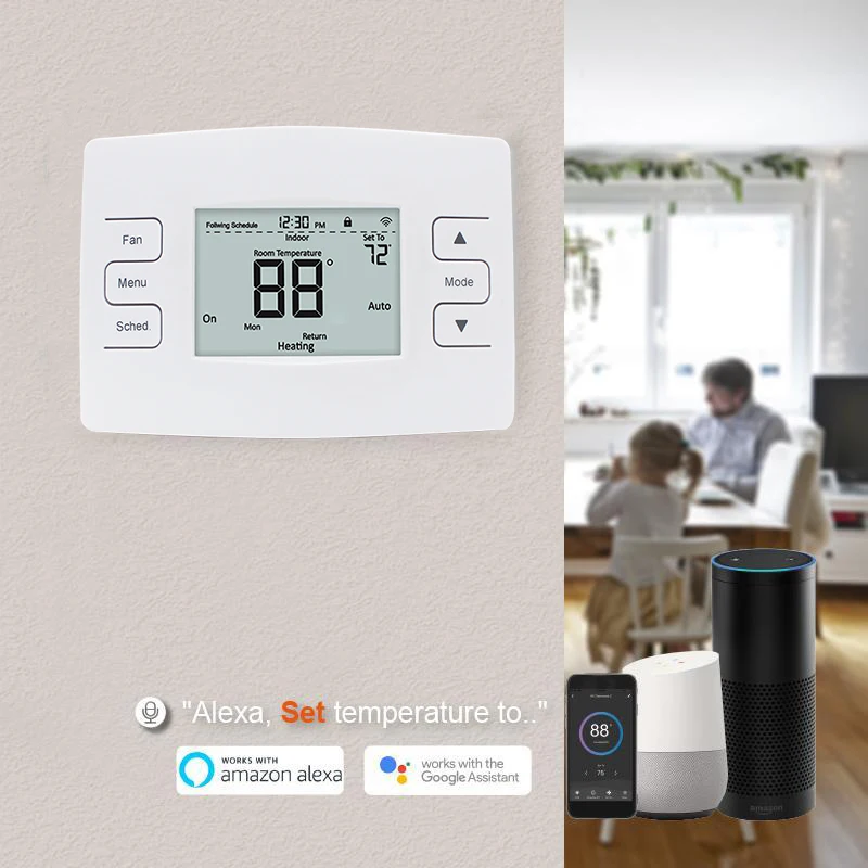 Hotowell Heat Pump Thermostat Smart Programmable Thermostat with White  Backlight MT09