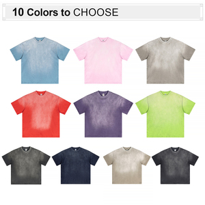 Wholesale High Quality 100% Cotton Streetwear Oversize <b>Acid</b> Wash Men T-shirts <b>Drop</b> Shoulder Plain Blank Custom Men T-shirts - Product Image 2