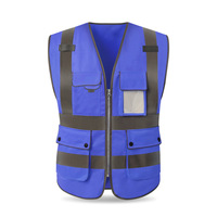 Gilet de sécurité haute visibilité en maille fluorescente pour travailleurs, classe 2, noir, bleu, rouge, vêtements de protection réfléchissants