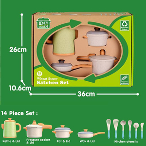 Set da Cucina Giocattolo per Bambini 2-4 Anni, Pentole e Utensili in Paglia di Grano Ecologica, Non Tossico, per Gioco di Ruolo - Product Image 6
