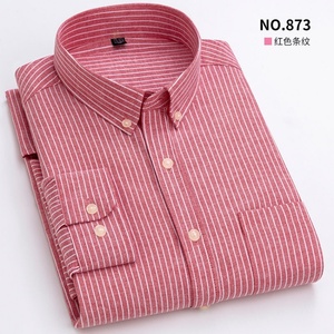 <span class=keywords><strong>Camicia</strong></span> Casual da uomo in cotone <span class=keywords><strong>Oxford</strong></span> a maniche lunghe con maniche lunghe a righe con Design antirughe e vestibilità <span class=keywords><strong>Slim</strong></span> - Product Image 4