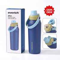 Bouteille d'eau isotherme de 24 oz avec bouchon rotatif à ouverture rapide, capuchon anti-poussière rabattable, Tritan sans BPA, pour la salle de sport, la course à pied et les activités de plein air