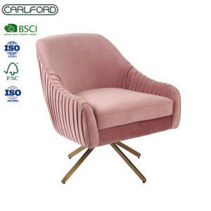 <span class=keywords><strong>Fauteuil</strong></span> lounge en velours rose CARLFORD, best-seller, moderne et élégant, pour chambre à coucher, appartement, salle à manger, avec base rotative - Product Image 4