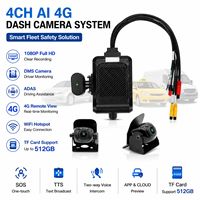 Cámara de salpicadero para flotas con IA de 4 canales, sistema MDVR 1080P ADAS DMS con 4G GPS WiFi para coches/taxis/camiones/autobuses