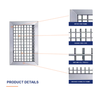 Grille de ventilation carrée en acier inoxydable pour plafond et mur, résistante à la corrosion, pour retour d'air