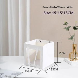 Wholesale <b>Square</b> Window Gift Bags Mother's Day Transparent Handle Large Holiday Packaging - Product Image 1