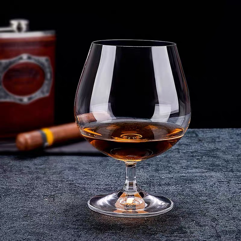 Handmade unique small clear crystal shot goblet glass brandy snifter glass