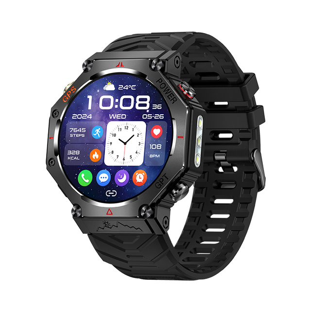 KC91 1.39inch Compass Altitude Flashlight Outdoor Smartwatch 530mah Battery 3ATM GPS Smart Watch Women Sports
