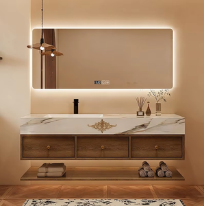 Conjunto de Muebles de Baño de Madera de Nogal Antiguo, Integrado y sin Juntas, con Lavabo y Grifo - Product Image 4