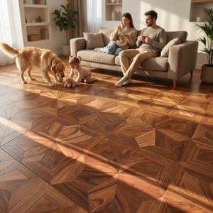 Parqué <span class=keywords><strong>Acacia</strong></span> Art, Suelo de Madera de Ingeniería Color Nogal Marrón Oscuro, Estilo Versalles Francés - Product Image 2