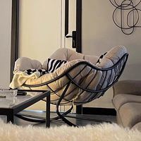 Chaise longue d'extérieur moderne à un siège, chaise longue de haute qualité, tissu léger de luxe, nouvelle sortie, rotin, balançoire en métal, écologique