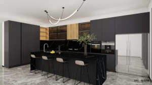 중국 가격 자동 녹색 사용자 정의 럭셔리 현대 스타일 건축 디자인 부드러운 폐쇄 서랍과 접이식 주방 캐비닛 - Product Image 2