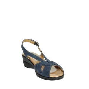 Io17818 sandali estivi con zeppa a punta blu con tacco quadrato e sandali bassi con chiusura stringata e Slip-On soletta in gomma - Product Image 5
