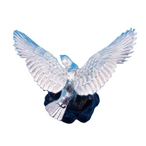 Figurine d'aigle en cuivre pur, argent brillant, décoration de bureau, style traditionnel, pièce unique - Product Image 5