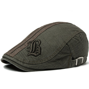 Berretto Classico Ricamato con Lettere, Elegante e Traspirante in Cotone Grigio, Cappelli Berretto Vintage per Uomo - Product Image 6