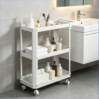 Armoire à outils en acier inoxydable à 3 niveaux, chariot de service robuste avec roues et poignée, personnalisable OBM/OEM/ODM, capacité de charge de 300 kg